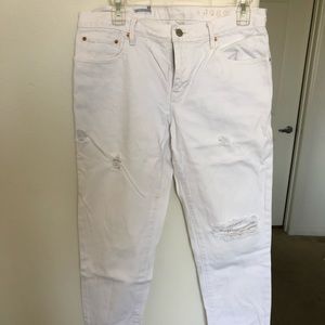 Gap white distressed boyfriend jeans